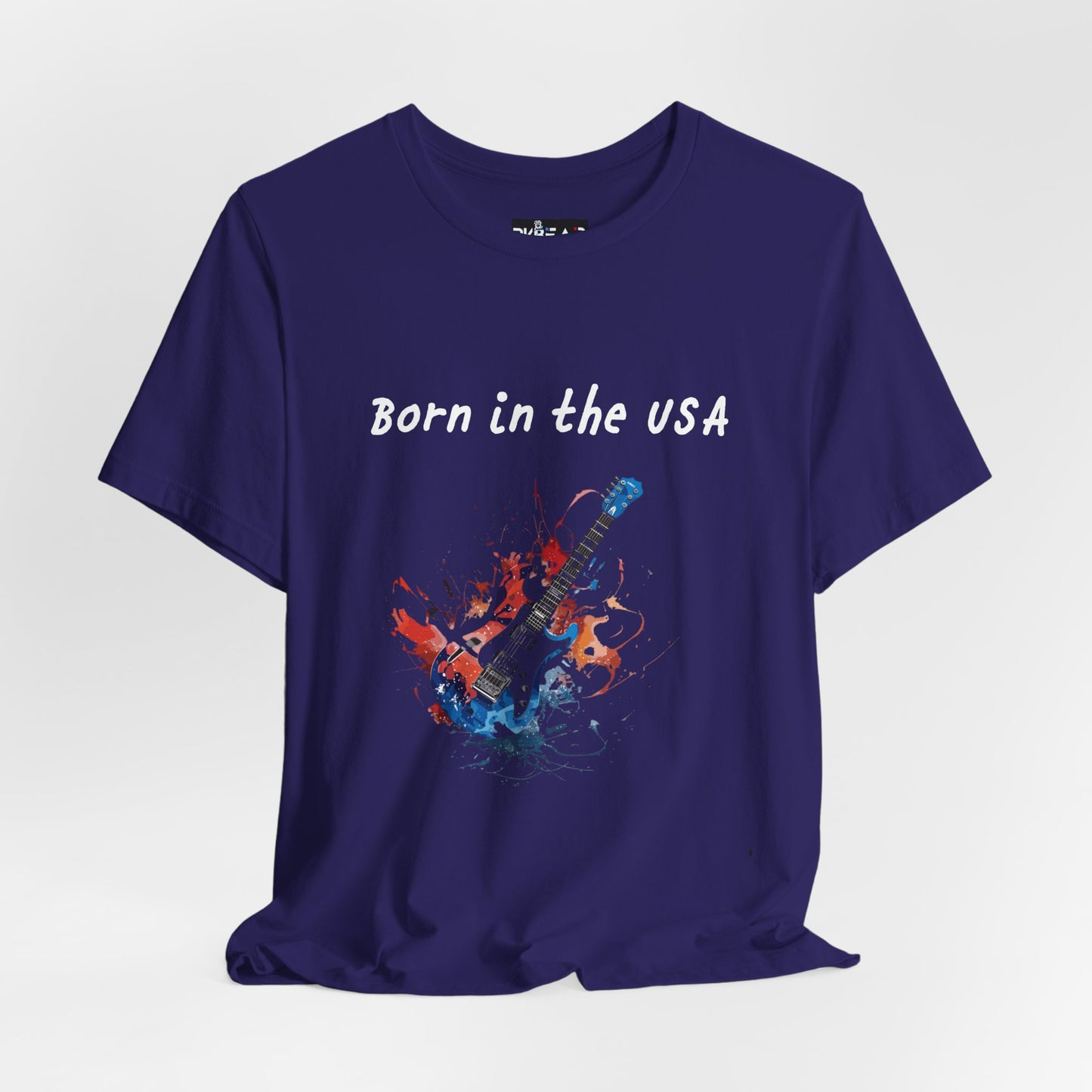 Born In The USA Guitar. Unisex Jersey Short Sleeve Tee