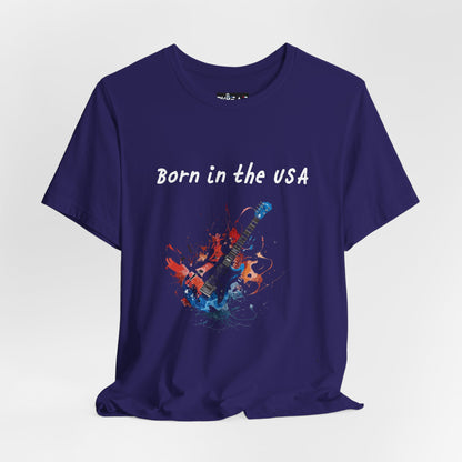 Born In The USA Guitar. Unisex Jersey Short Sleeve Tee
