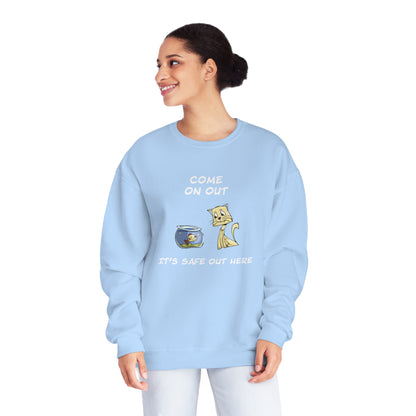 Kitty Cat Trying To Trick The Fish To Come Out. Unisex NuBlend® Crewneck Sweatshirt