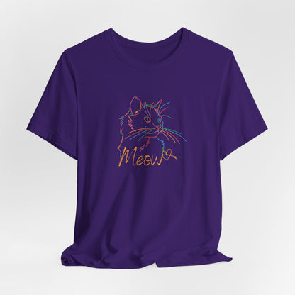 Meow. Cat with purrty color outlines. Unisex Jersey Short Sleeve Tee