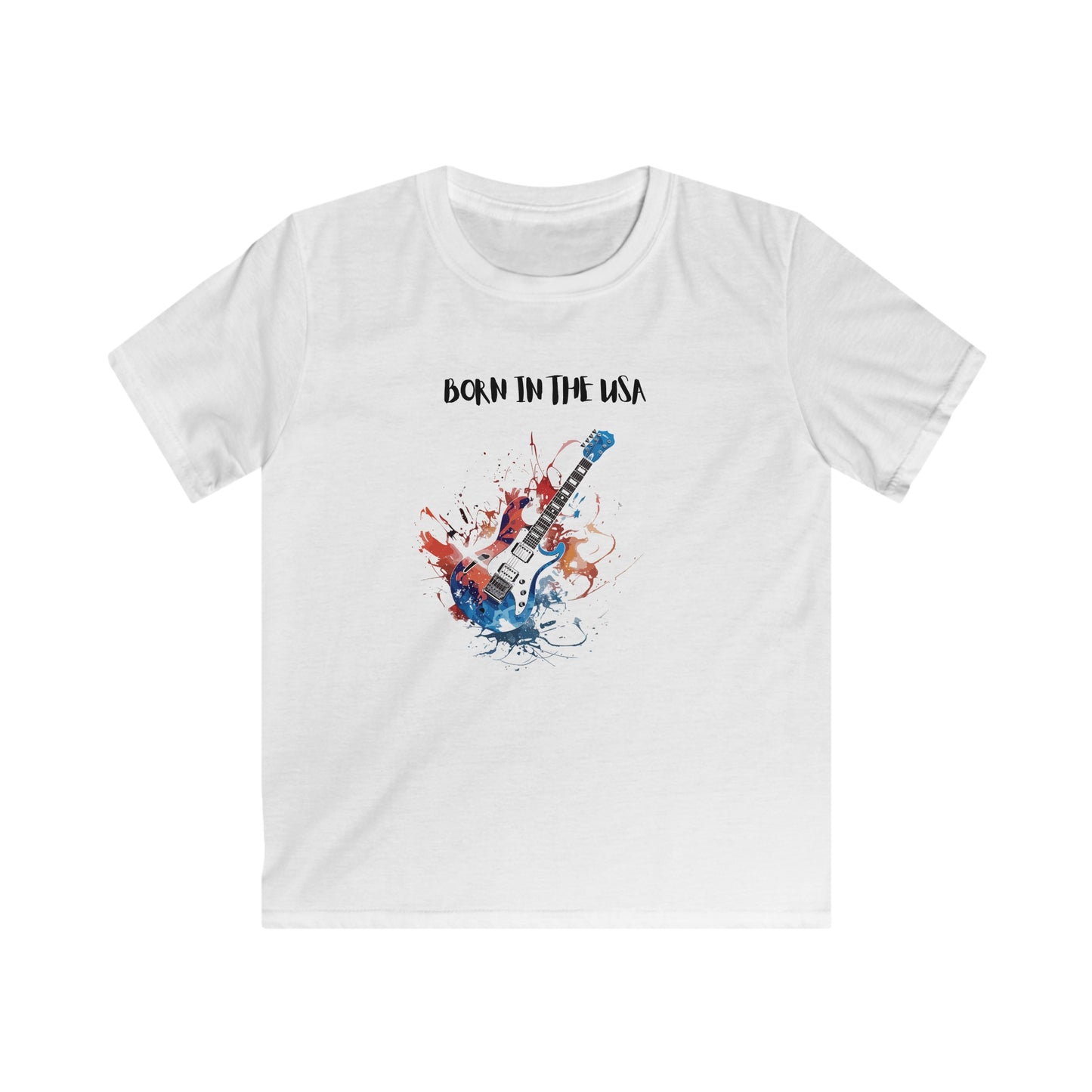 Born In The USA Guitar. Kids Softstyle Tee