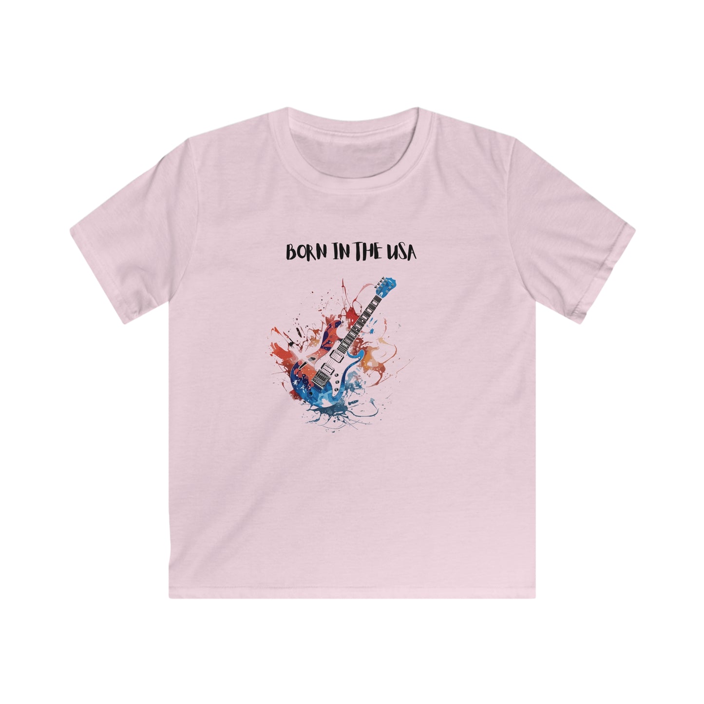 Born In The USA Guitar. Kids Softstyle Tee