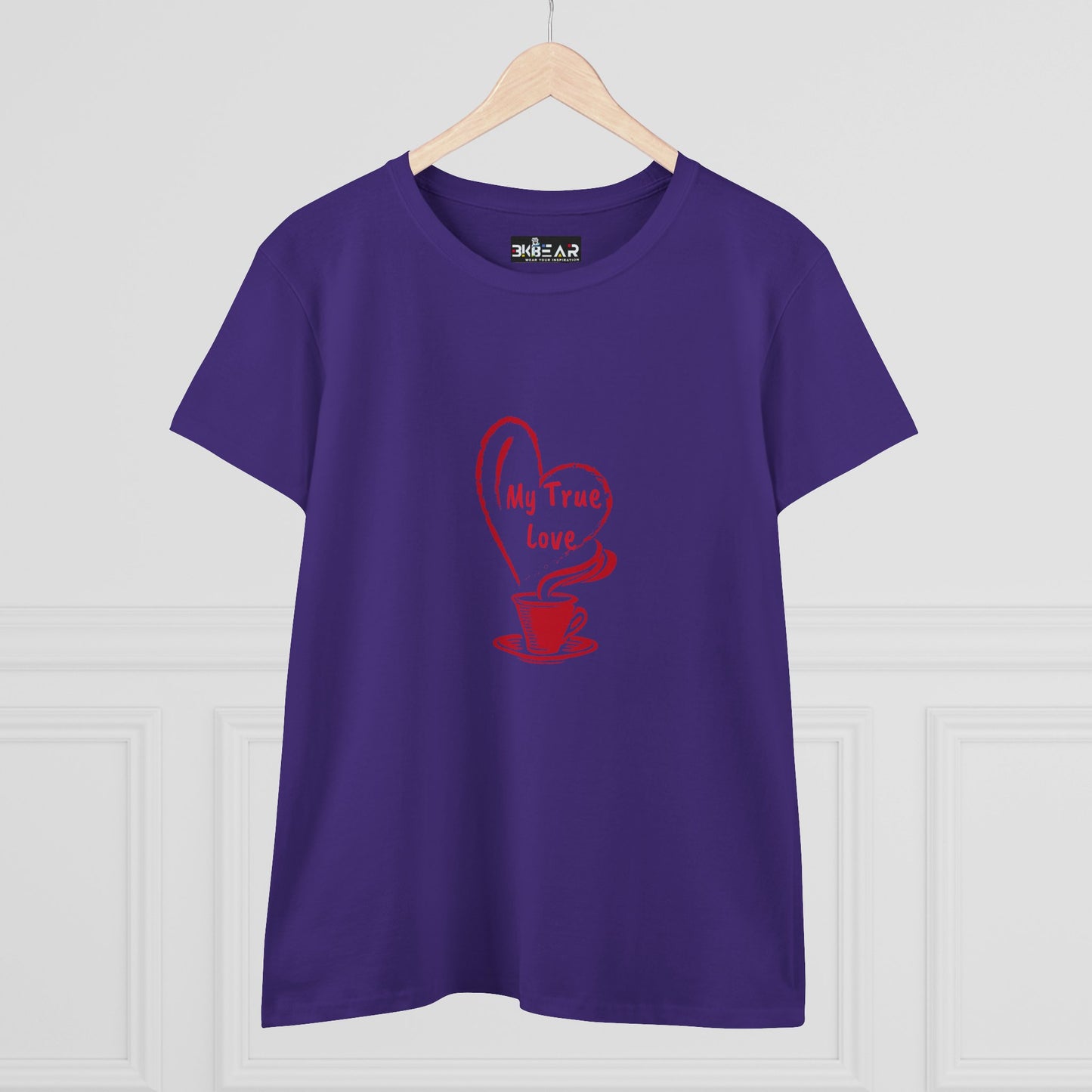 I Heart Coffee. Red. Women's Midweight Cotton Tee