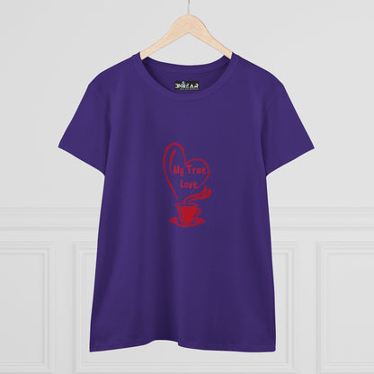 I Heart Coffee. Red. Women's Midweight Cotton Tee