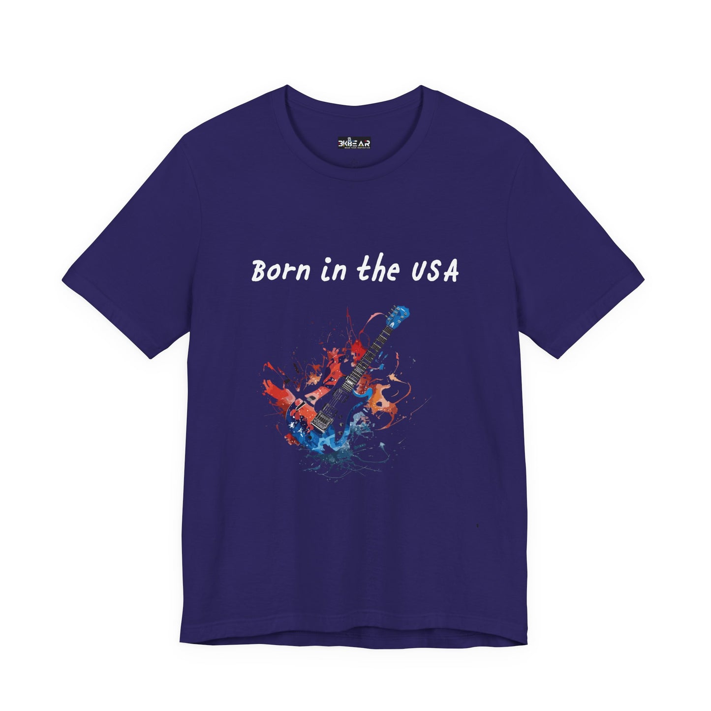 Born In The USA Guitar. Unisex Jersey Short Sleeve Tee