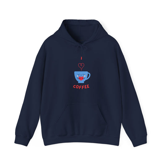 I Love Coffee Heart Cup. Unisex Hooded Sweatshirt.