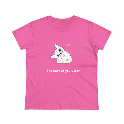 Vexing Cat Wondering What You Want. Women's Midweight Cotton Tee