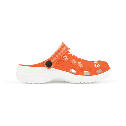 I'm Walking On Sunshine Rubber Clogs for Girls- Orange Crush