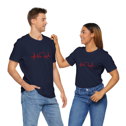 I Love You Heart Beat. Unisex Jersey Short Sleeve Tee