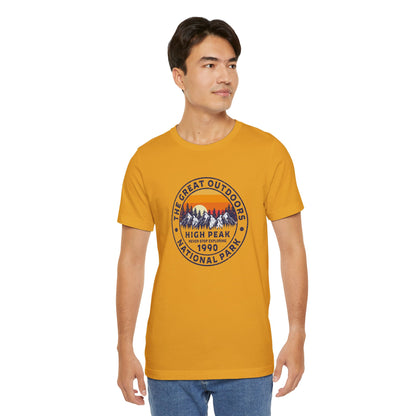 Never Stop Exploring. High Peak National Park. Unisex Jersey Short Sleeve Tee