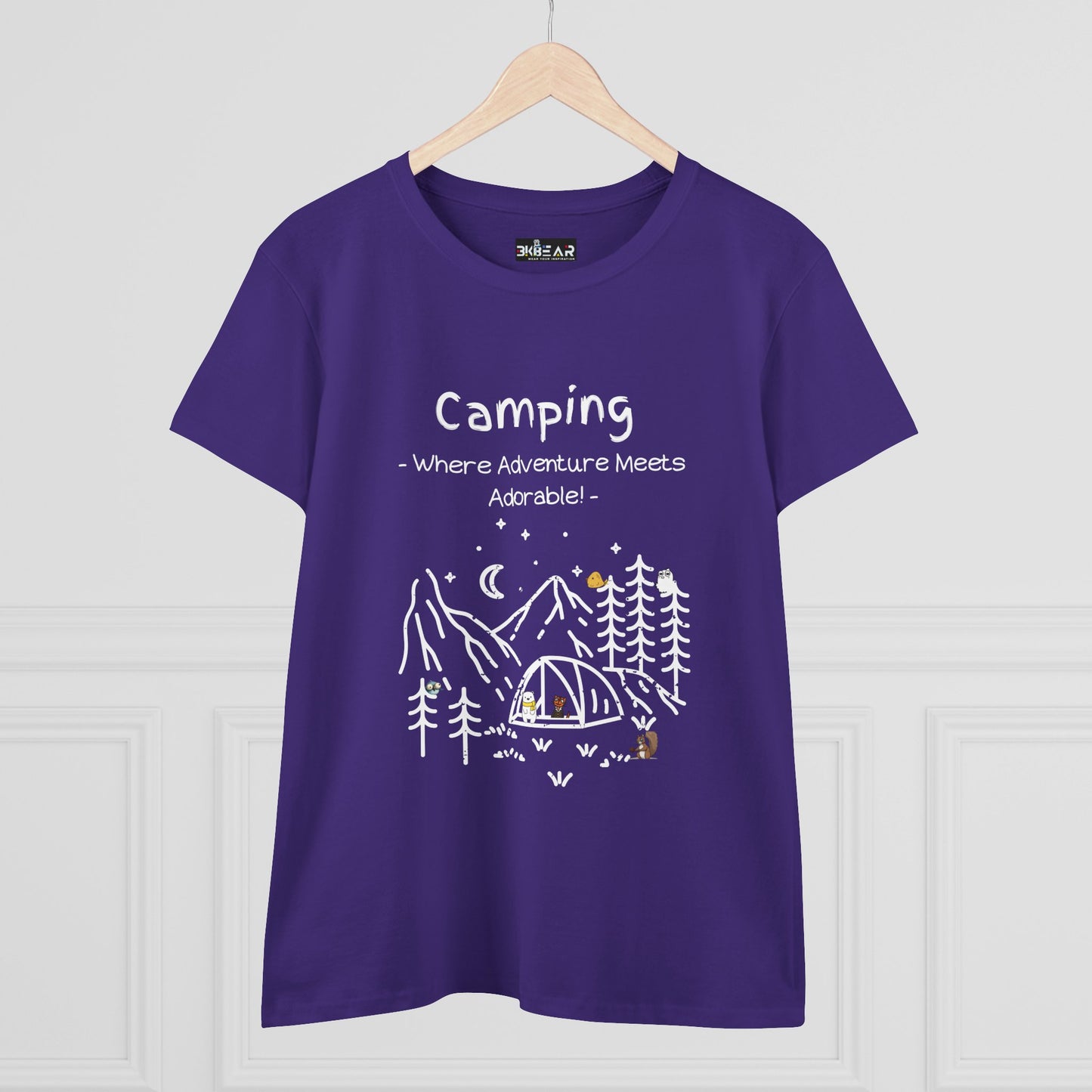 Camping. Where Adventure Meets Adorable. Women's Midweight Cotton Tee