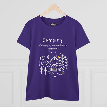 Camping. Where Adventure Meets Adorable. Women's Midweight Cotton Tee
