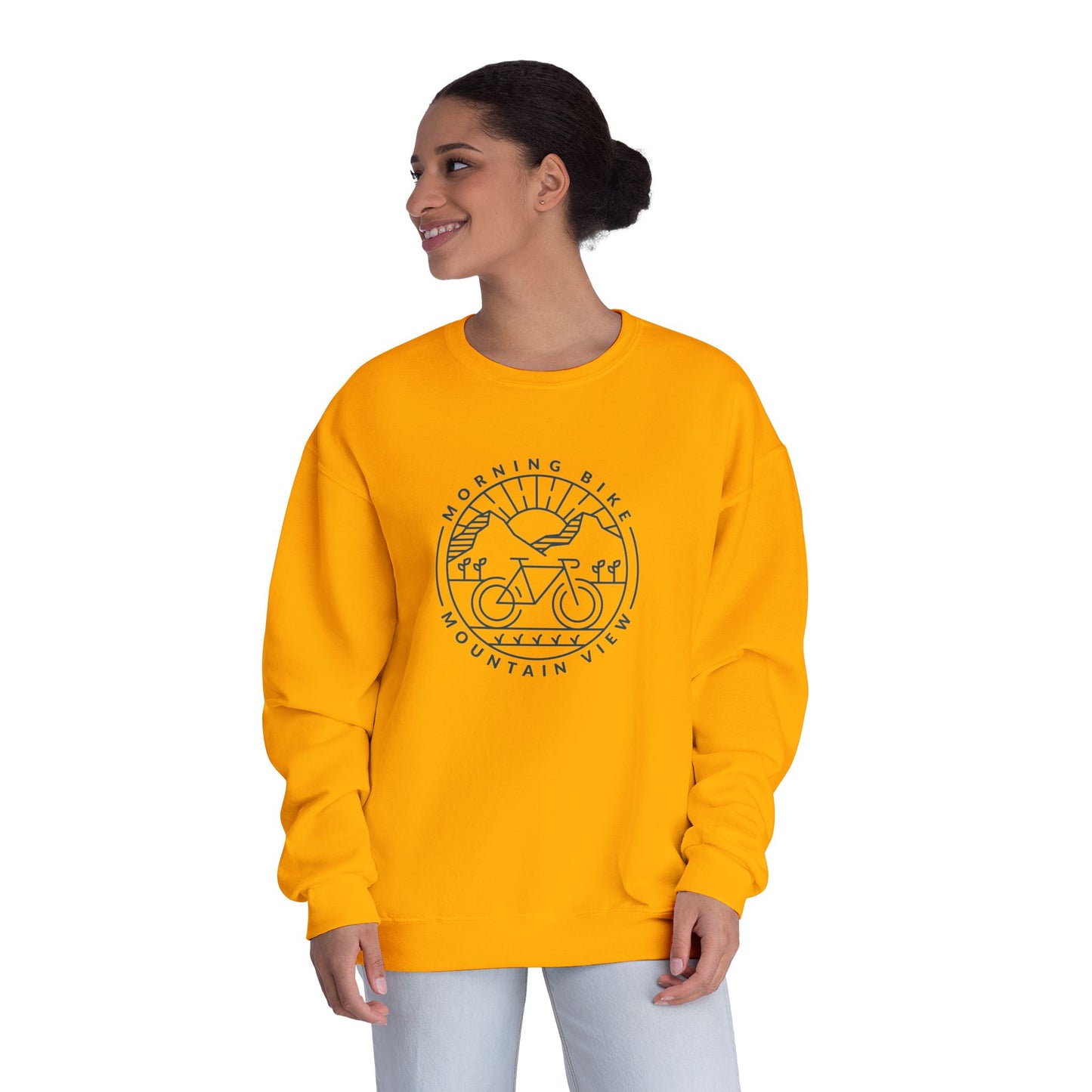 Morning Bike, Mountain View. Unisex NuBlend® Crewneck Sweatshirt