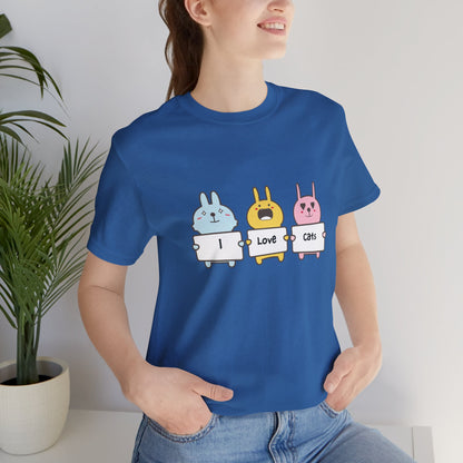 I Love Cats. Women's Unisex Jersey Short Sleeve Tee