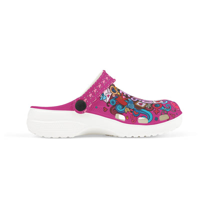 All You Need I Love Rubber Clogs For Girls- Hot Pink