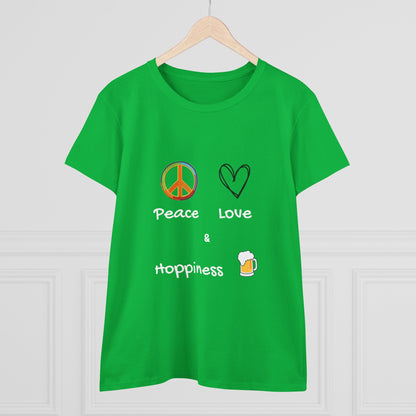 Peace, Love and Hoppiness. Women's Midweight Cotton Tee