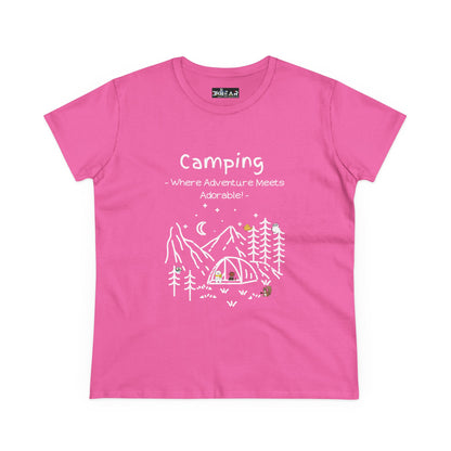 Camping. Where Adventure Meets Adorable. Women's Midweight Cotton Tee