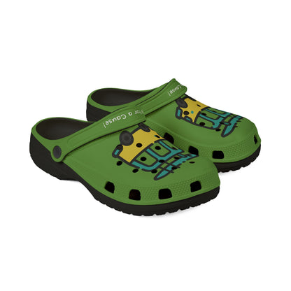Summer Vibing Van Lite Green Rubber Clogs For Men