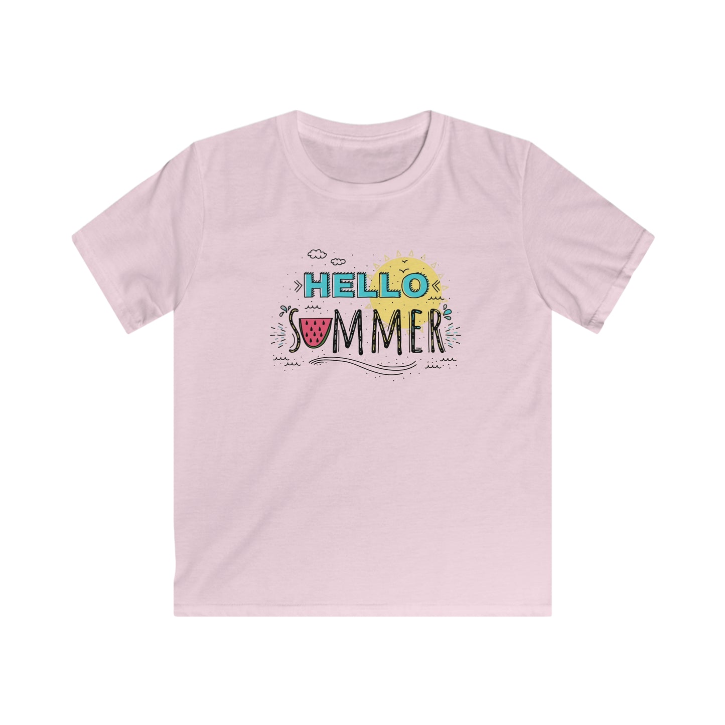 Hello Summer.  Kids Softstyle Tee