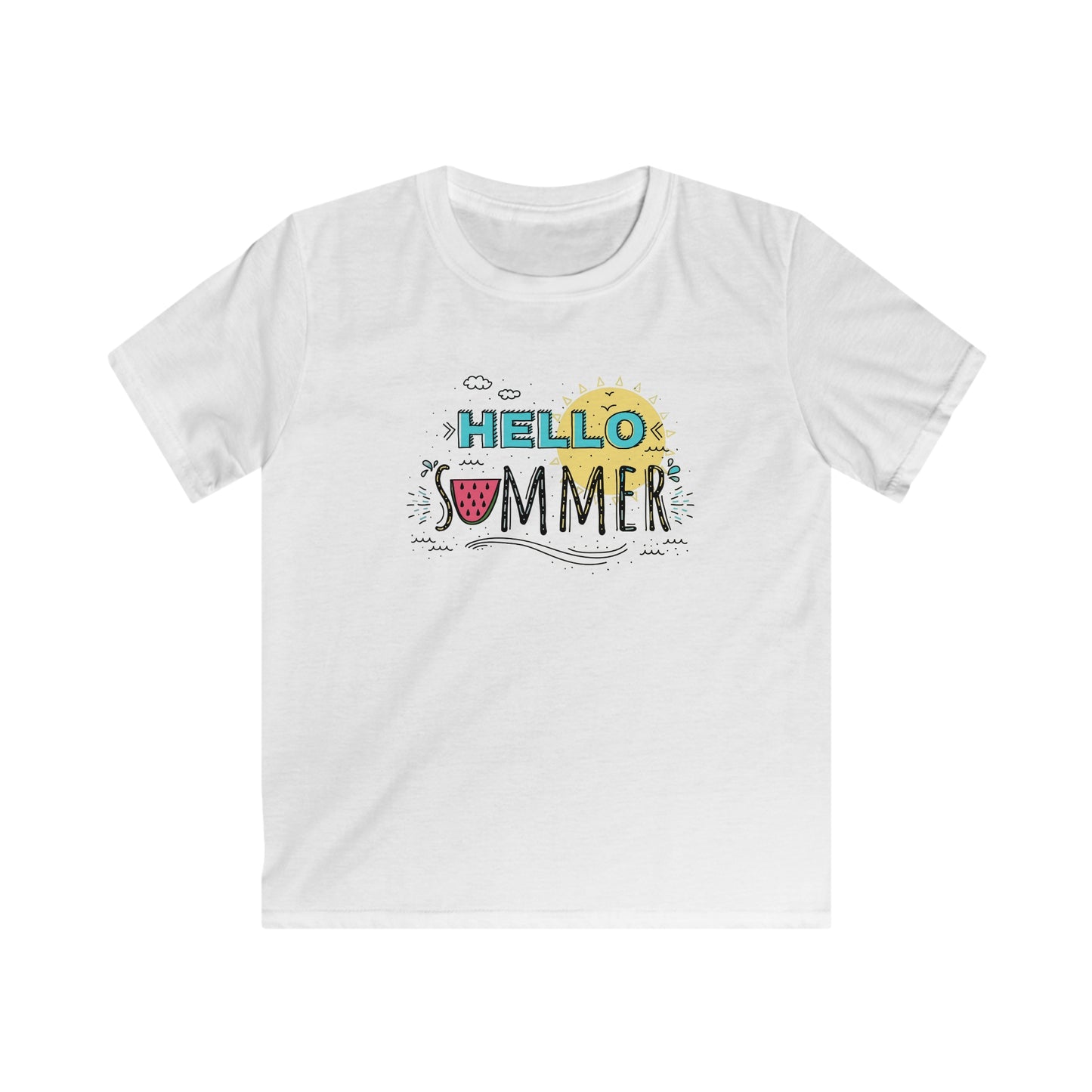 Hello Summer.  Kids Softstyle Tee