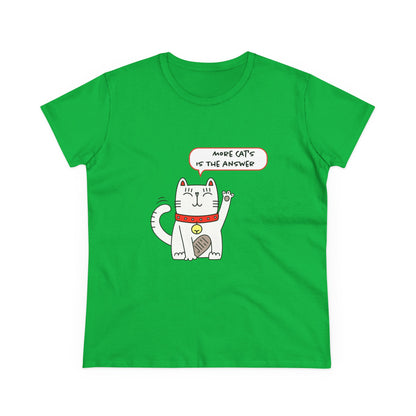 Oliver Says More Cats Is The Answer. Women's Midweight Cotton Tee