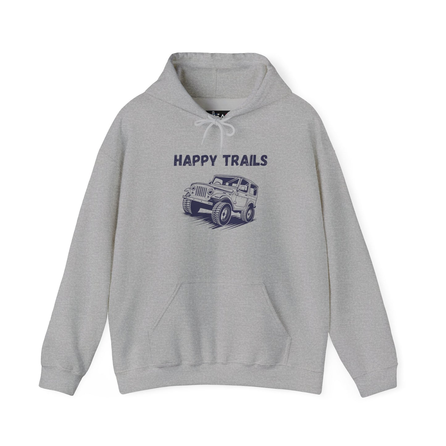 Happy Trails Unisex Hooded Sweatshirt, Cozy Outdoor Hoodie, Perfect Gift for Adventurers, Casual Wear, Great for Road Trips