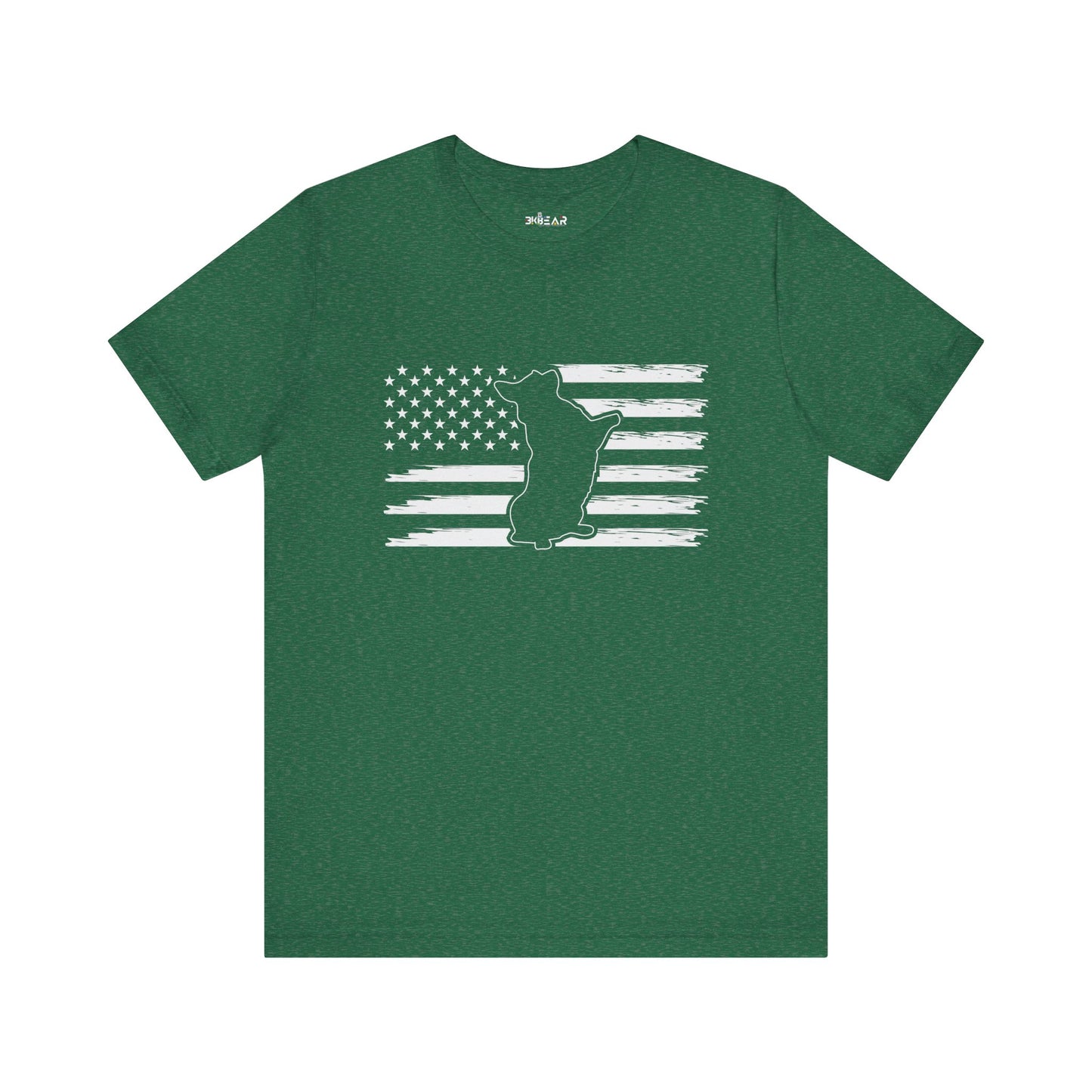 Charlie The American Flag Dog.  Unisex Jersey Short Sleeve Tee