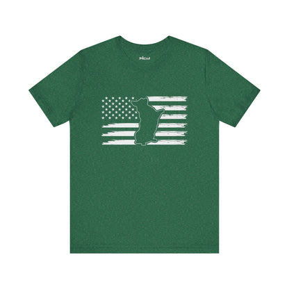 Charlie The American Flag Dog.  Unisex Jersey Short Sleeve Tee