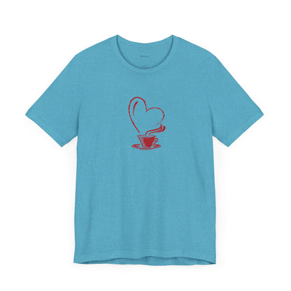 I Heart Coffee. Red. Unisex Jersey Short Sleeve Tee