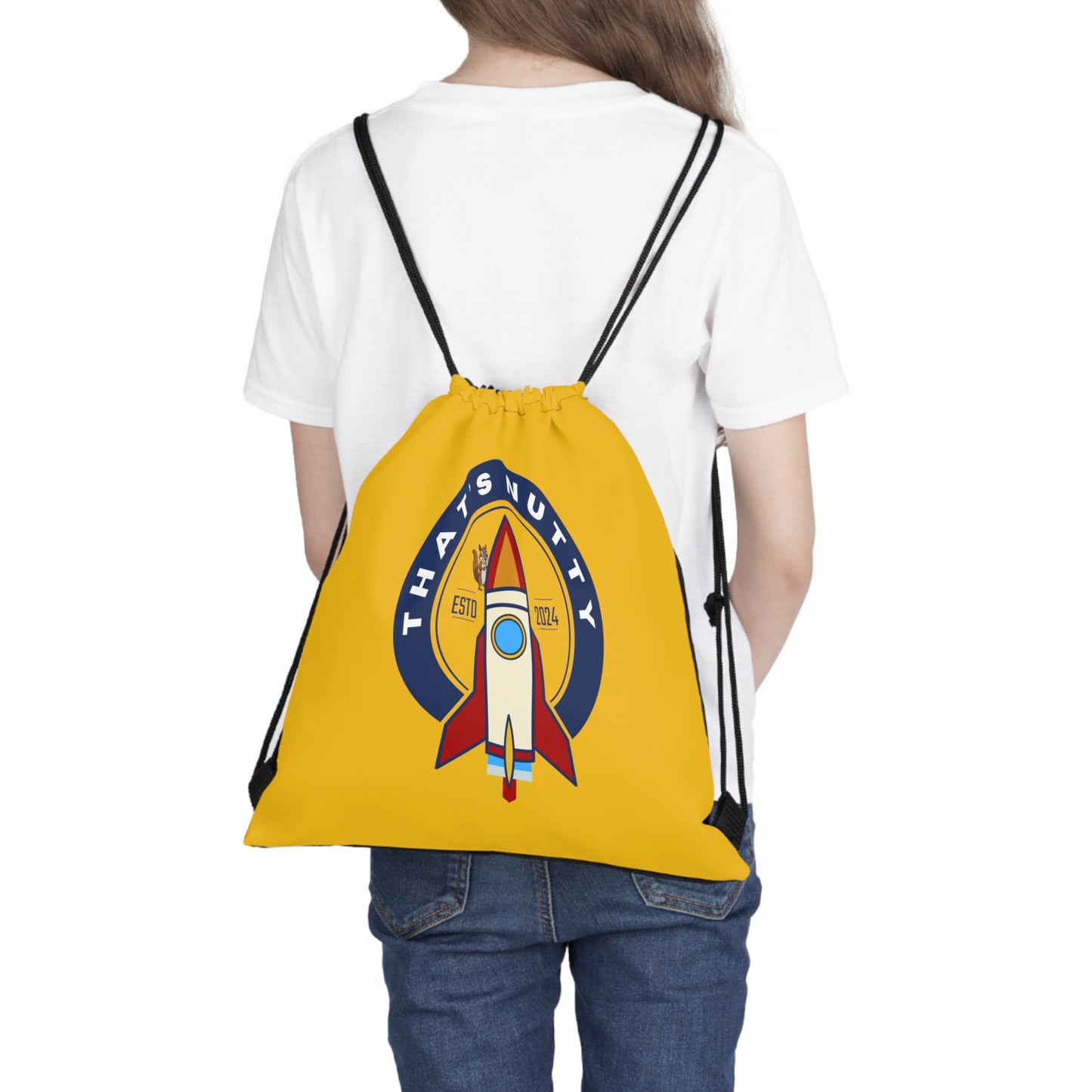 That's Nutty On A Rocket Ship. Outdoor Drawstring Bag