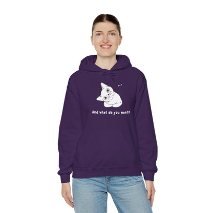 Vexing Cat Wondering What You Want.  Unisex Hooded Sweatshirt.