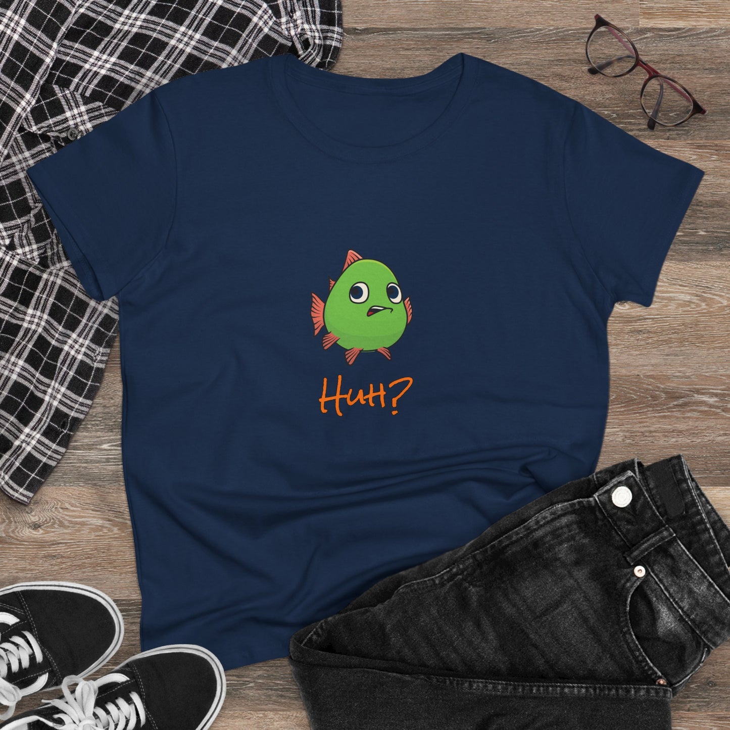 Fish In Total Disbelief. Women's Midweight Cotton Tee