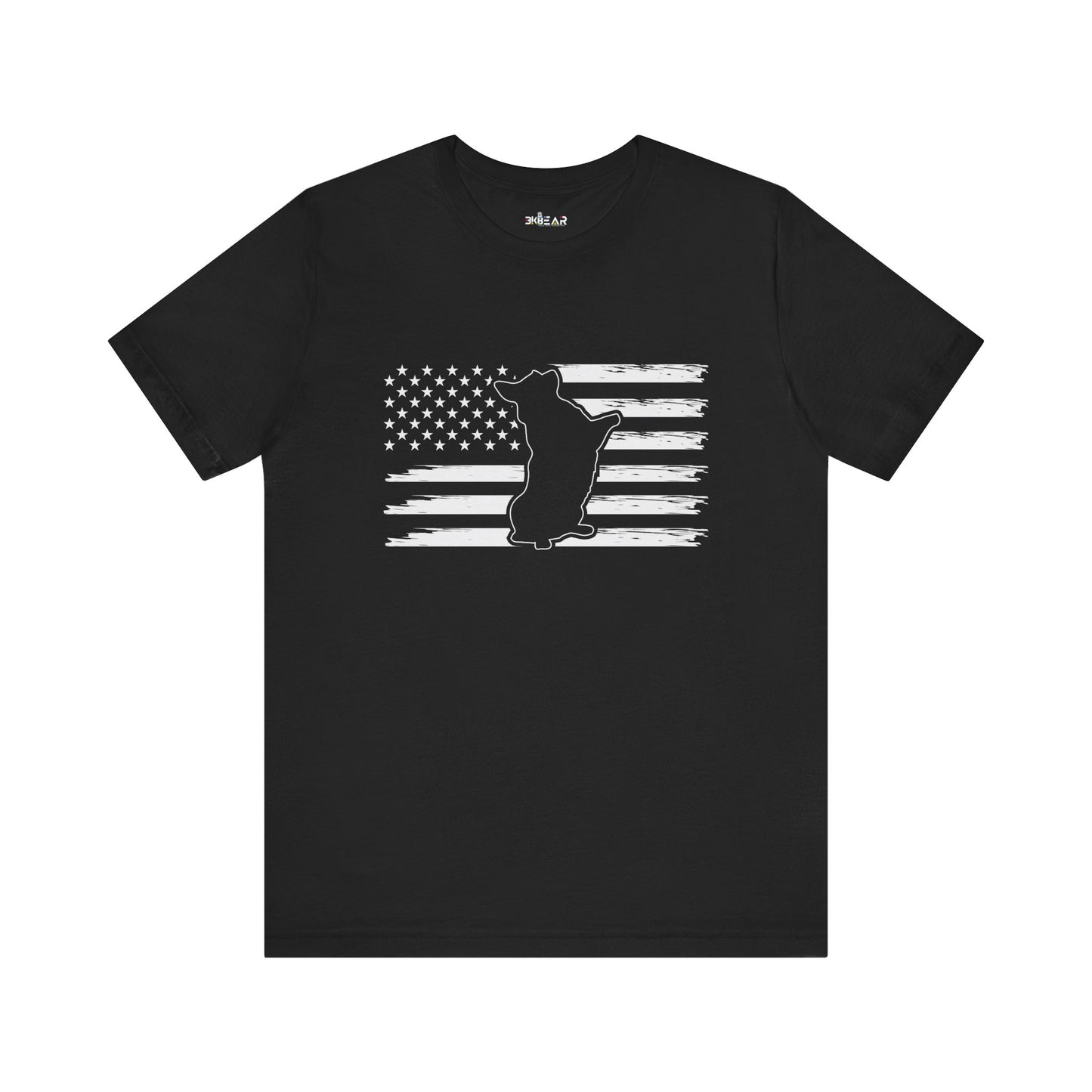 Charlie The American Flag Dog.  Unisex Jersey Short Sleeve Tee