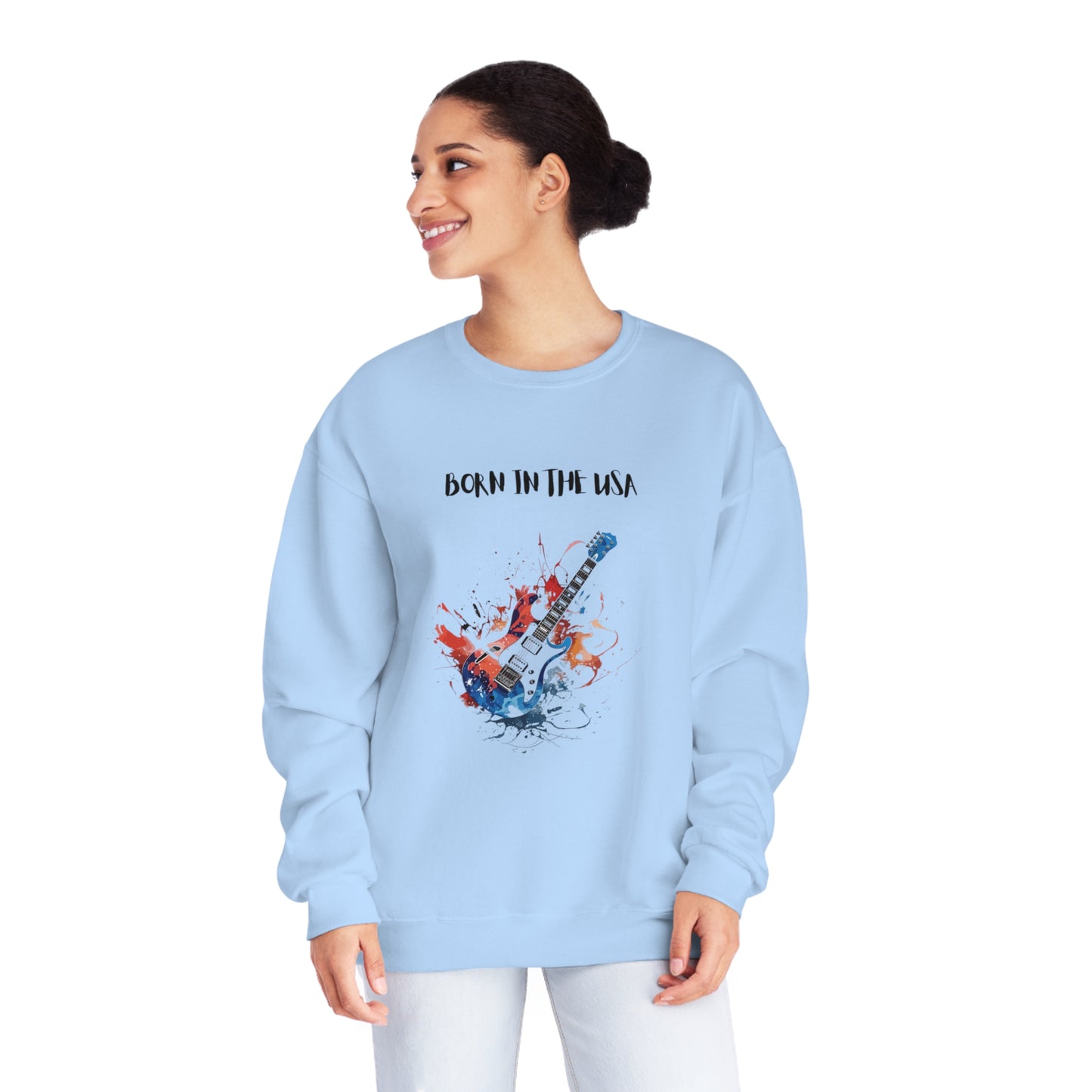 Born In The USA Guitar. Unisex NuBlend® Crewneck Sweatshirt