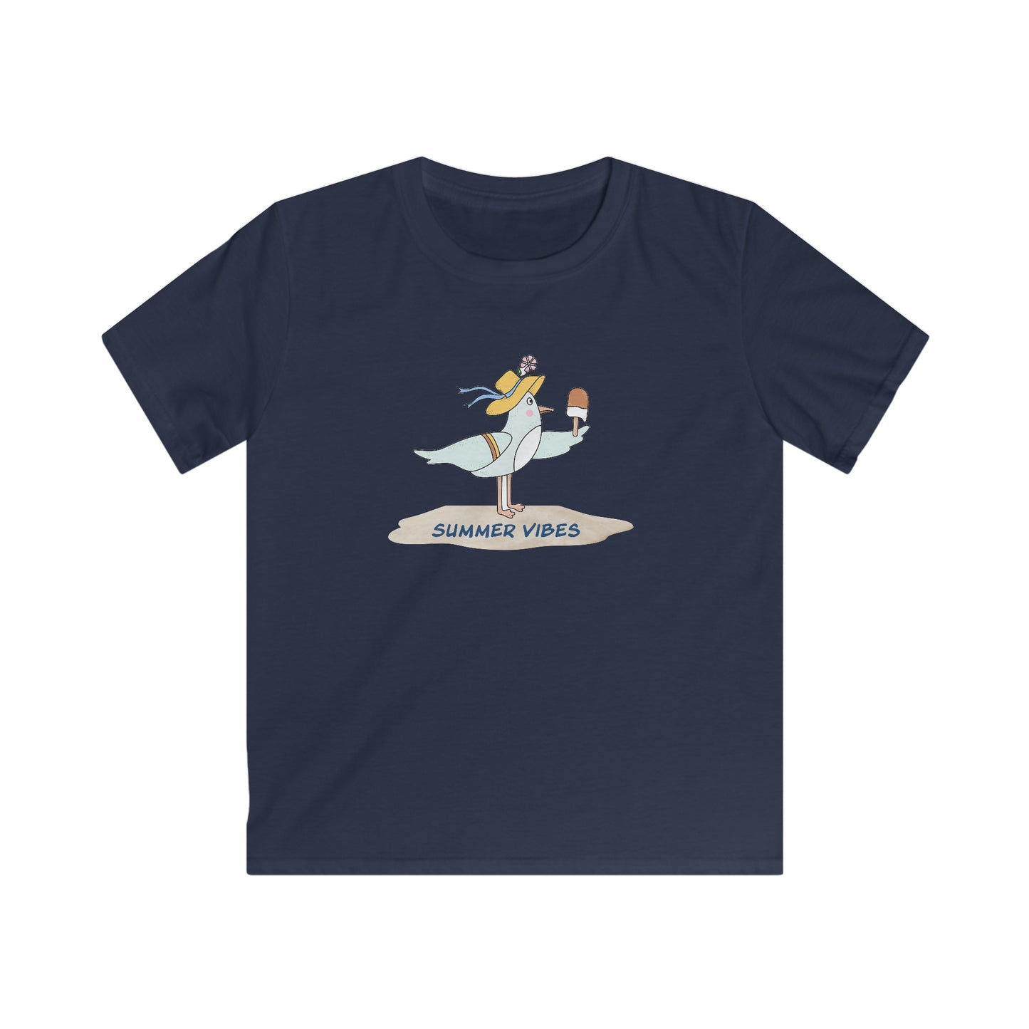 Regal Seagull Summer Vibes. Kids Softstyle Tee