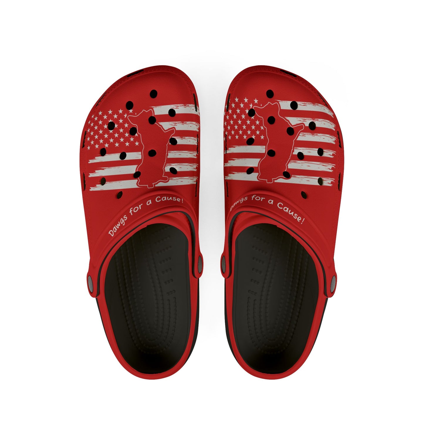 American Flag Dog Rubber Clogs For Men-Red