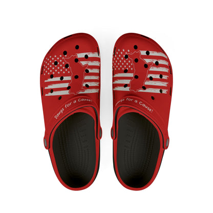American Flag Dog Rubber Clogs For Men-Red