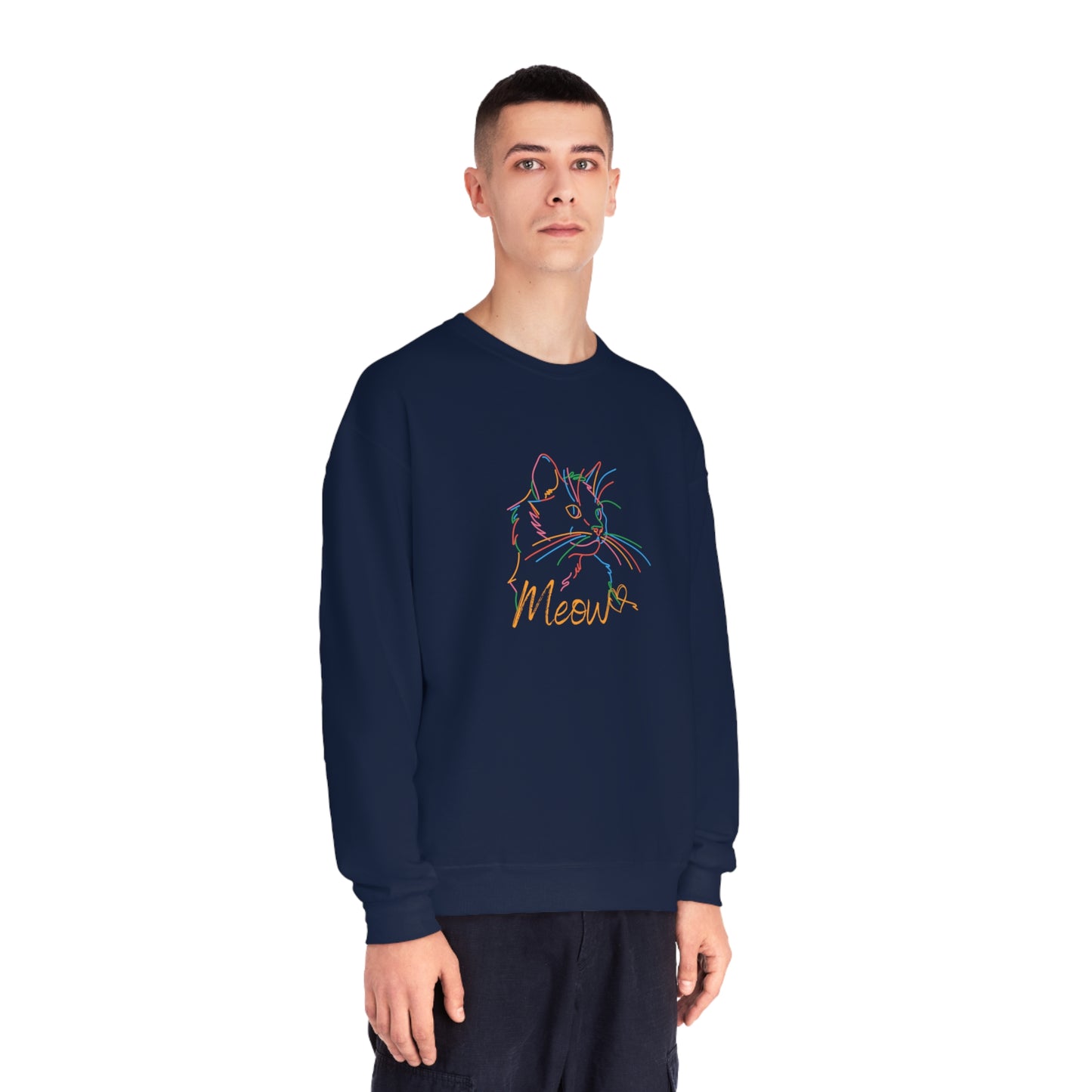 Meow. Cat with purrty color outlines. Unisex NuBlend® Crewneck Sweatshirt