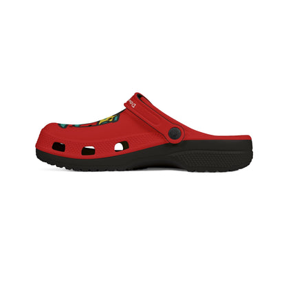 Red Summer Vibing Van Rubber Clogs For Men