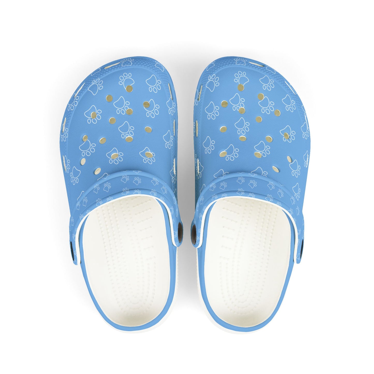 Paw Print  Rubber Clogs for Girls- Light Blue