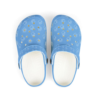 Paw Print  Rubber Clogs for Girls- Light Blue