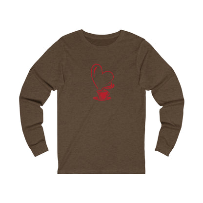 I Heart Coffee. Red. Unisex Jersey Long Sleeve Tee