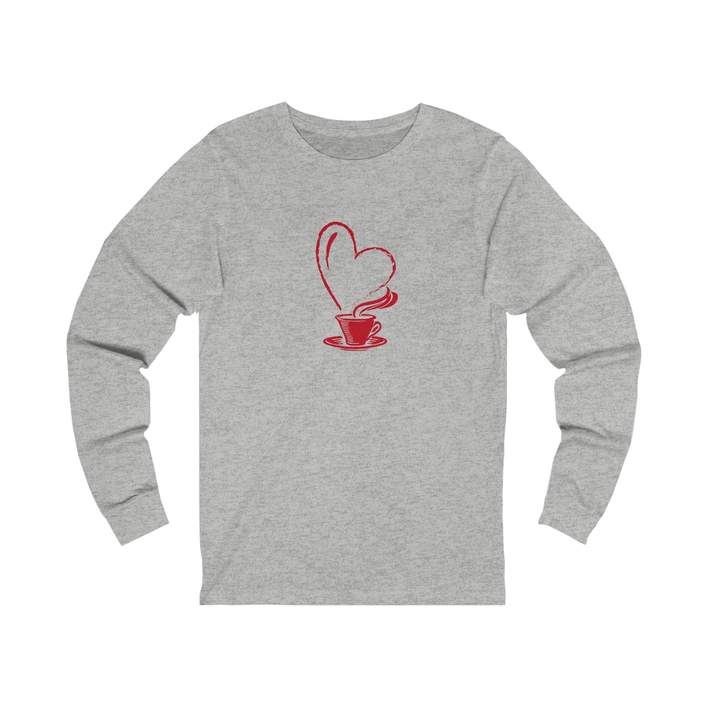 I Heart Coffee. Red. Unisex Jersey Long Sleeve Tee