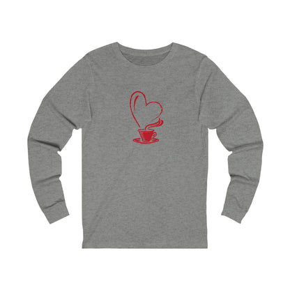 I Heart Coffee. Red. Unisex Jersey Long Sleeve Tee