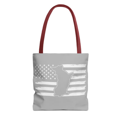 Charlie The American Flag Dog. Gray Tote Bag