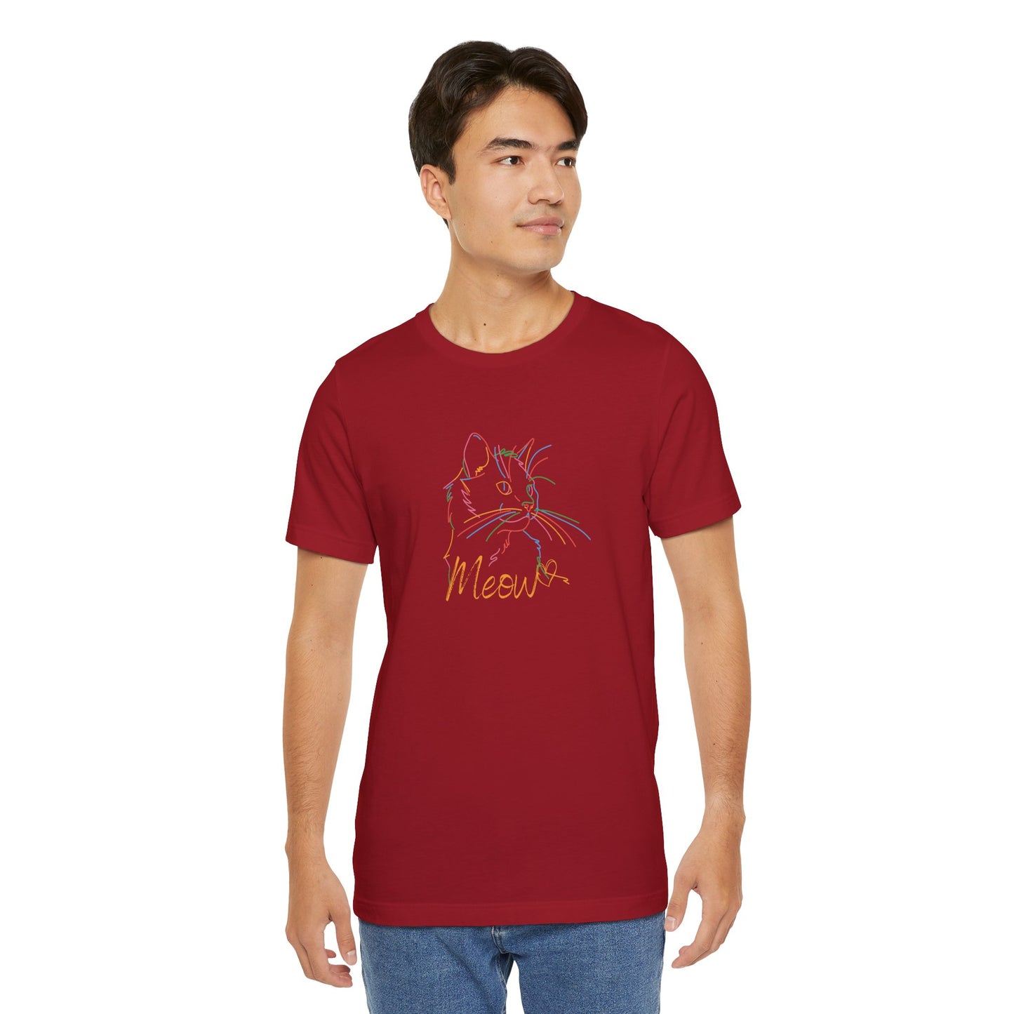 Meow. Cat with purrty color outlines. Unisex Jersey Short Sleeve Tee