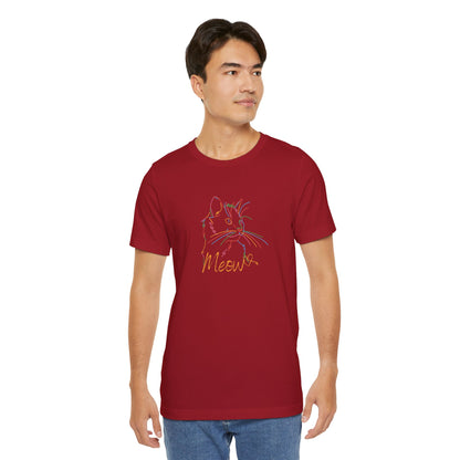 Meow. Cat with purrty color outlines. Unisex Jersey Short Sleeve Tee