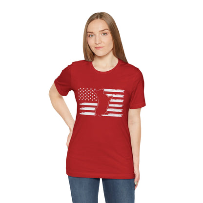 Charlie The American Flag Dog.  Unisex Jersey Short Sleeve Tee