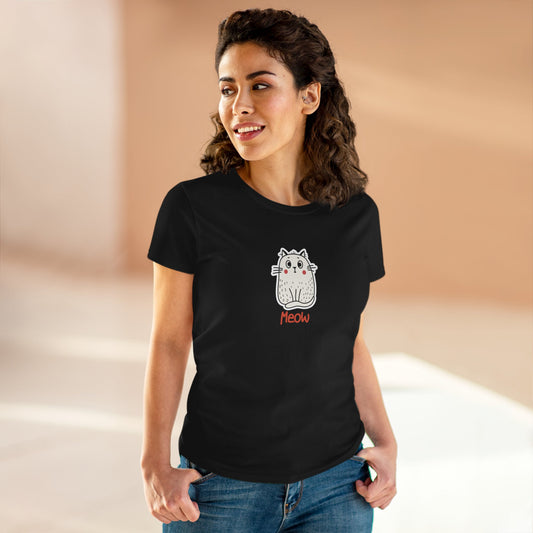 Loki The Cat. Meow. Women's Midweight Cotton Tee