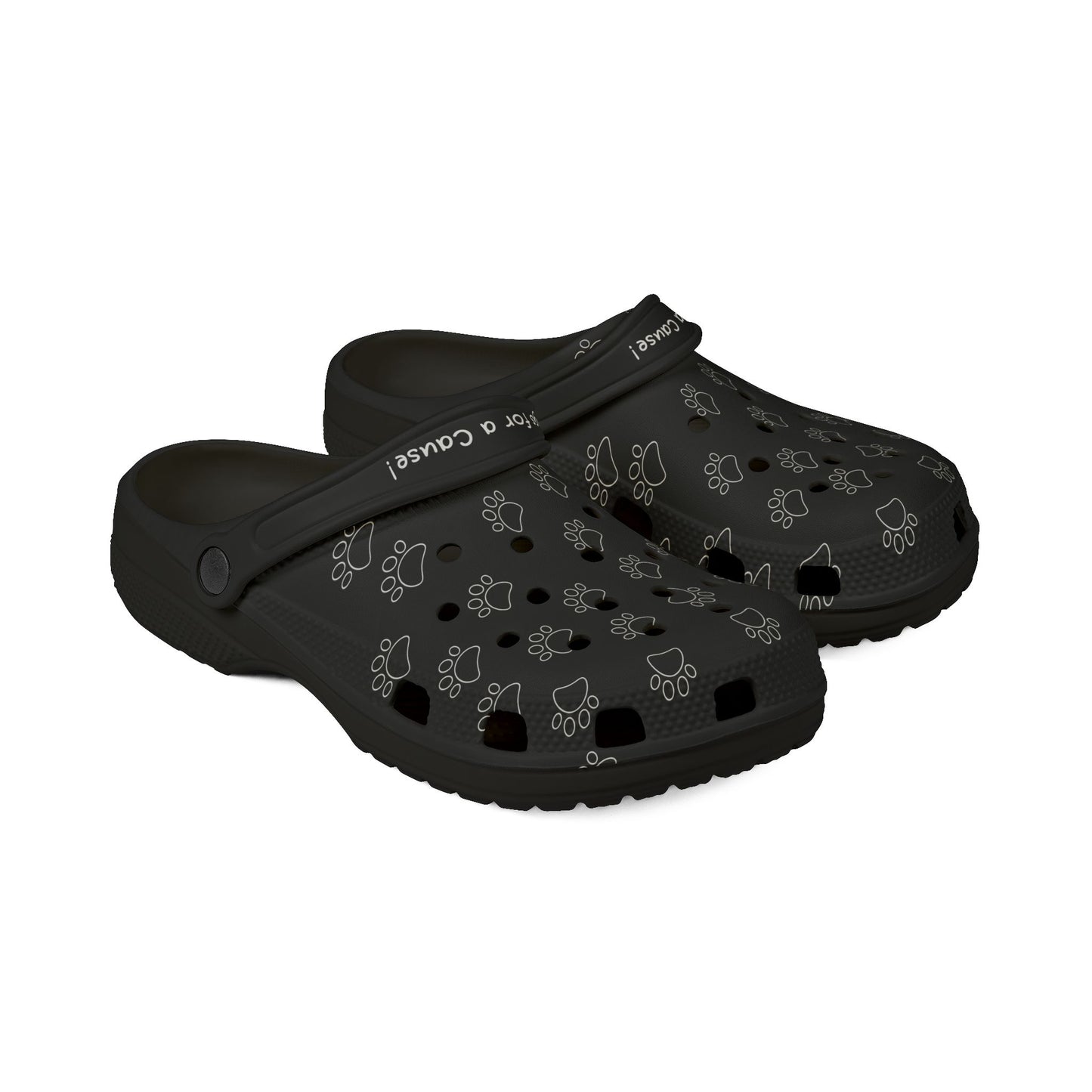 Black Paw Print Rubber Clogs For Men- Dawgs  for a Cause